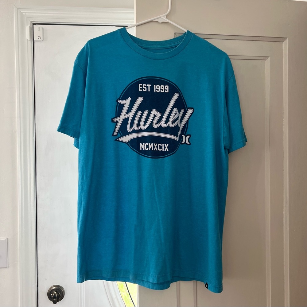 Hurley Men's Teal Graphic Logo T-Shirt